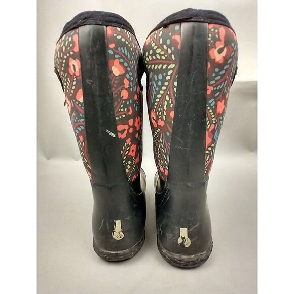 Bogs York Snow Boot Women 7 Black Flowers Waterproof Insulation -20 Degrees Warm - Picture 4 of 13
